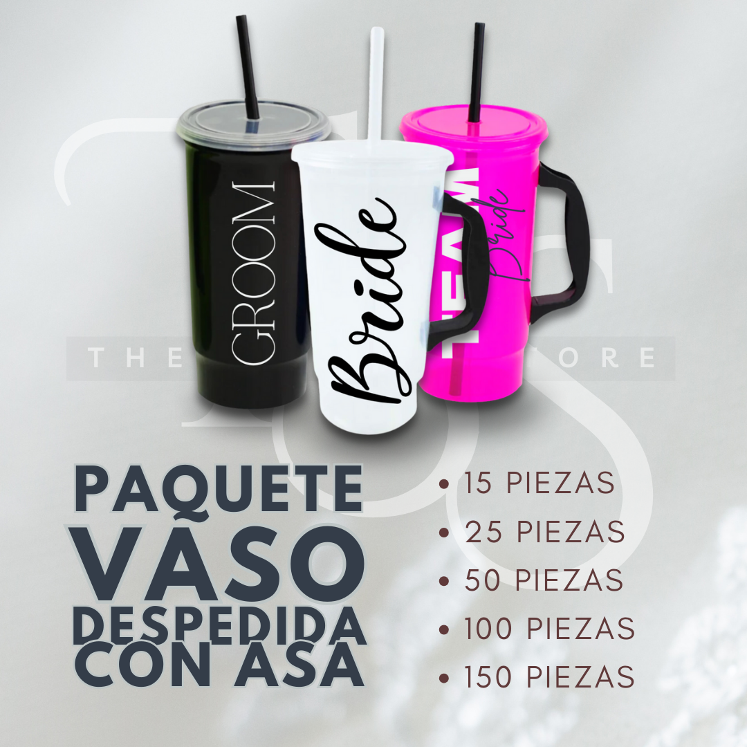 Paquete de Vaso Despedida con Asa 500 ml.